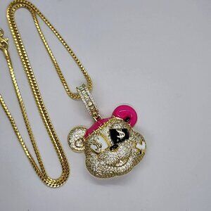 Brand New Sterling Silver 925 Teddy Bear Face Necklace